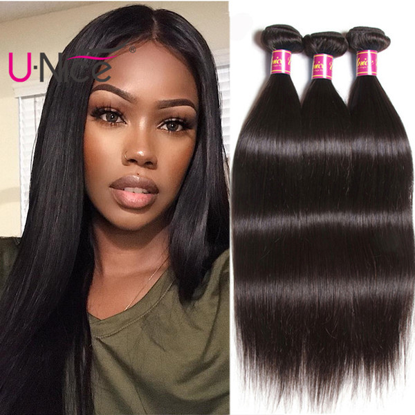 UNice Hair 4 Bundles Brazilian Virgin Straight Hair Weave 100% Human Hair Extensions Straight Remy Human Weave Wholesale Cheap Bulk