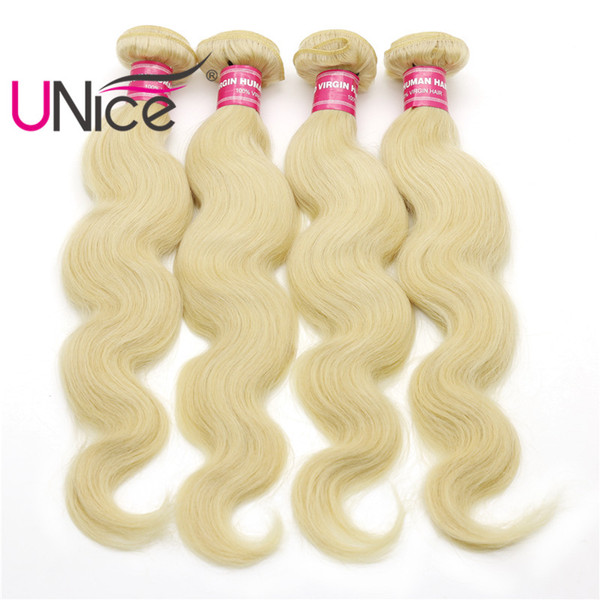 UNice Hair Grade 8A 613 Brazilian Body Wave 4 Bundles Remy 100% Human Hair Extensions Wholesale Cheap Nice Bulk Hair Blonde Weaves