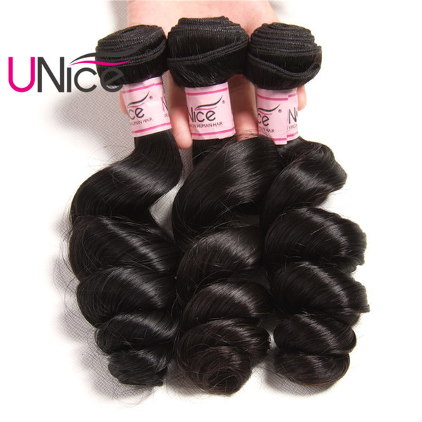 UNice Hair Peruvian Loose Wave 4 Bundles Remy Human Hair Weaves 3 Bundles Unprocessed Wefts Top Quality Brazilian Malaysian Loose Wave
