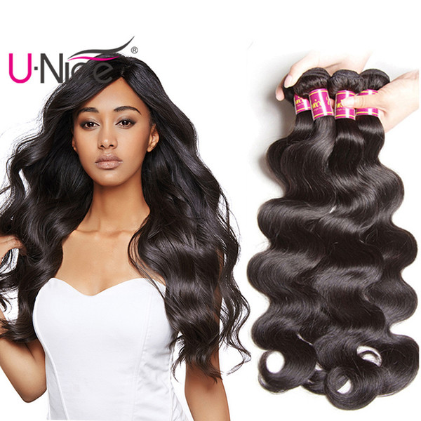 UNice Hair Raw Virgin Indian Body Wave 5 Bundles 100% Human Hair Extensions Remy Human Hair Weave Wet And Wavy Wholesale Cheap Bulk