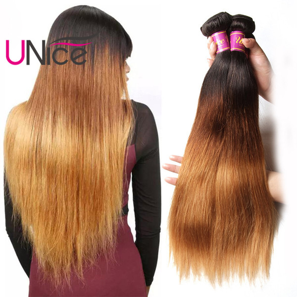 UNice Hair Ombre T1B 4 27 Peruvian Straight Human Hair Bundles Remy Weaves 4 Bundles Cheap Silk Wholesale Brazilian Ombre