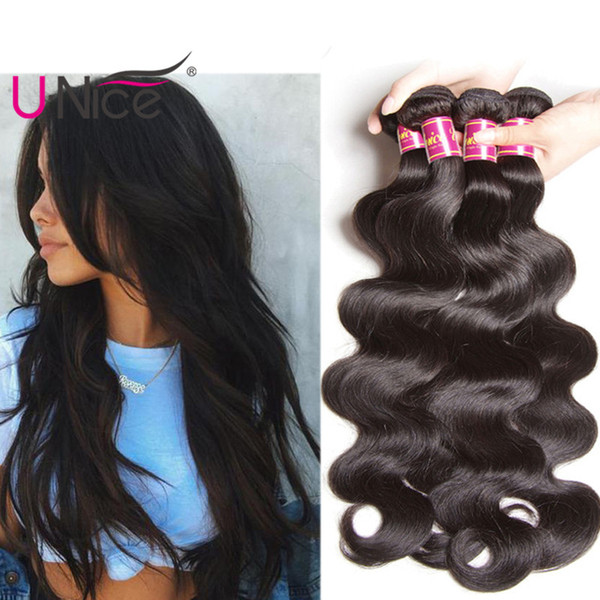 UNice Hair Brazilian Body Wave 3 Bundles 100% Human Hair Extensions 8-30inch Human Hair Weave Wet and Wavy Weave Wholesale Cheap Bulk