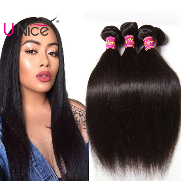 UNice Hair Virgin Brazilian Straight 3 Bundles Brazilian Human Hair Extensions 100% Human Hair Weave Bundles 8-30inch Wholesale Cheap Bulk