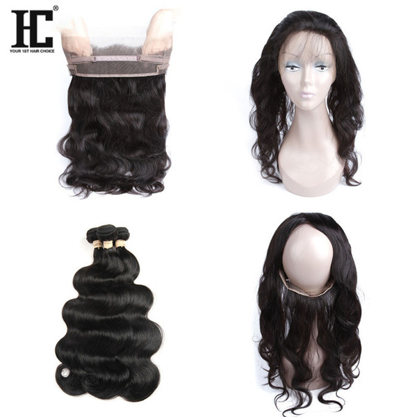 22X4X2 Size 360 Body Wave Lace Frontal Unprocessed Brazilian Human Hair Bundles With 360 Body Wave Lace Frontal Closure Brazilian Hair