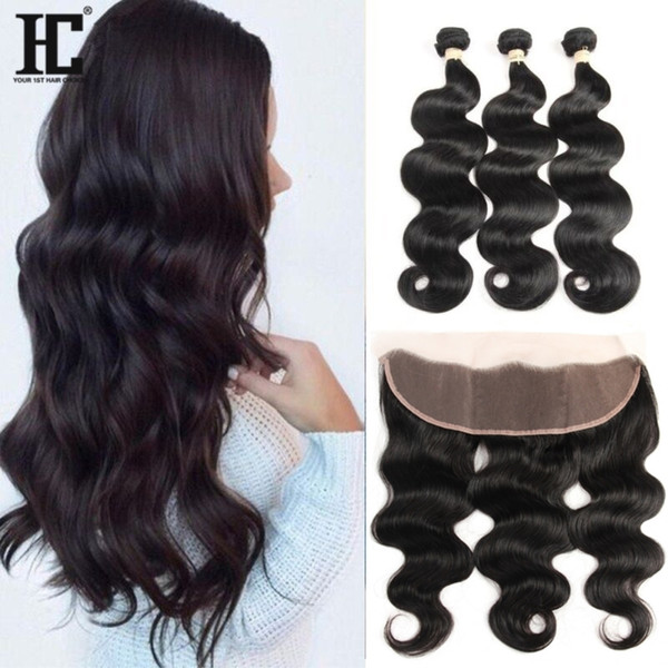 Lace Frontal With Bundles Brazilian Human Hair Lace Frontal Closure With Baby Hair Brazilian Body Wave Remy Hair With Lace Frontal