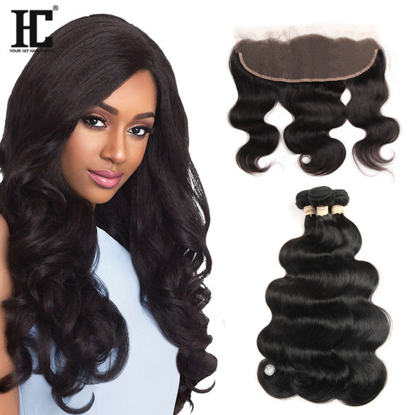 Lace Frontal with Bundles Brazilian Human Hair 3 Bundles with Frontal Closure Brazilian Body Wave Virgin Hair with Baby Hair