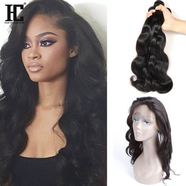 HC Hair 360 Lace Frontal with 3 Bundles Brazilian Body Wave Virgin Hair with Frontal Closure 22*4*2 360 Lace Band With Baby Hair Pre Plucked