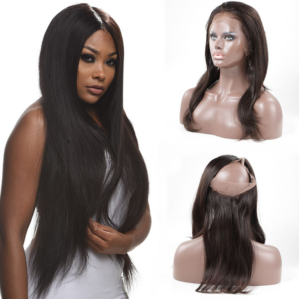 360 Lace Frontal Closure Pre Plucked With Baby Hair Brazilian Remy Human Hair Silky Straight Natural Black