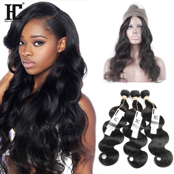 7A Brazilian Body Wave Hair Weaves With Closure 360 Lace Band Frontal With Bundle 360 lace Virgin Human Hair With Bady Hair