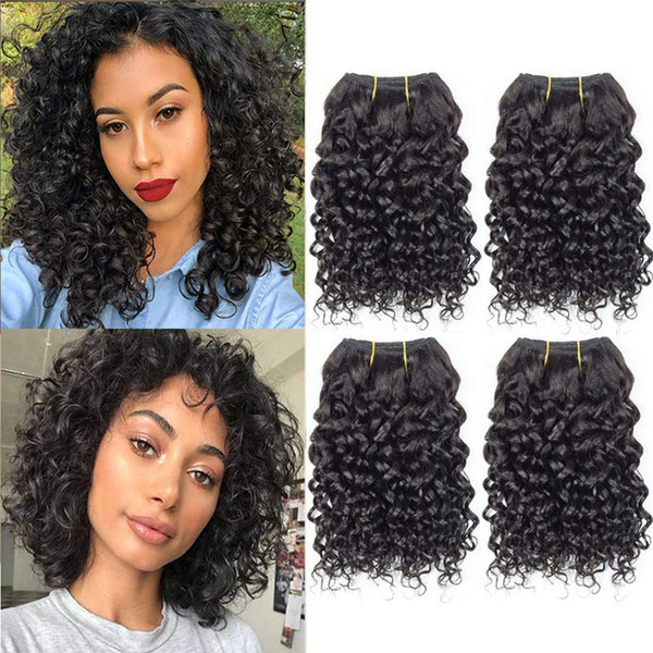 Brazilian Curly Hair Bundles 4 Pieces Curly Hair Extensions 100% Remy Human Short Hair Weave 50g/pc