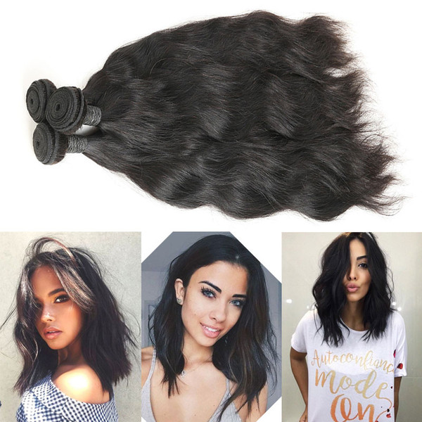 Brazilian Human Hair Bundles Natural Wave Hair Extensions 100% Human Remy Hair Natural Black 3 Bundles Deals