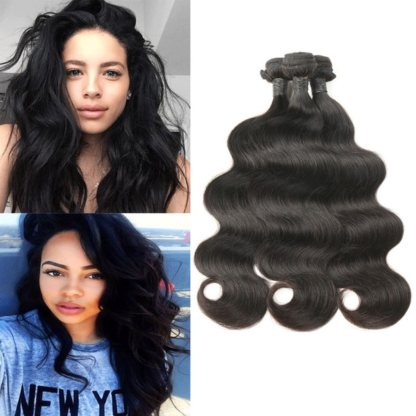 Body Wave Hair Bundles Curly Hair Weave 100% Remy Human Hair Extensions 3 Bundles Deals Natural Black Color
