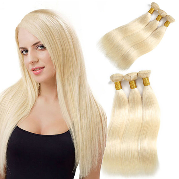 Peruvian Human Hair Bundles 3 Pcs #613 Color 100% Human Hair Weaving 10''-26''Inches Long Straight Remy Human Hair Extensions