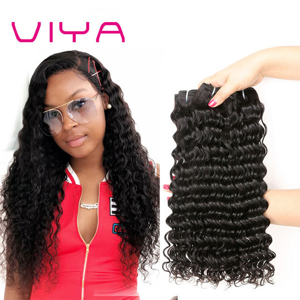 VIYA HAIR 8A Indian Deep Wave Hair Weave Bundles Unprocessed Natural Color Human Weaving 10-30inch 3 pcs/lot Remy Hair Extension