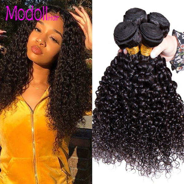 Afro Brazilian Deep Curly Virgin Human Hair Wave 3/4 Bundles Natural Black Color Kinky Curly 100% Unprocessed Hair Weaving