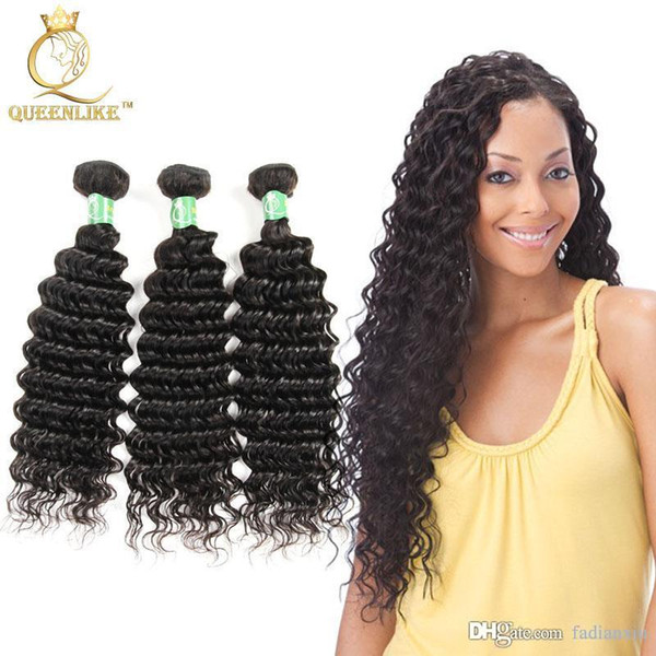 Brazilian Virgin hair Weave Bundles Deep Wave 1B No Shedding No Shedding Unprocessed Remy human hair extension Queenlike Silver 7A Grade