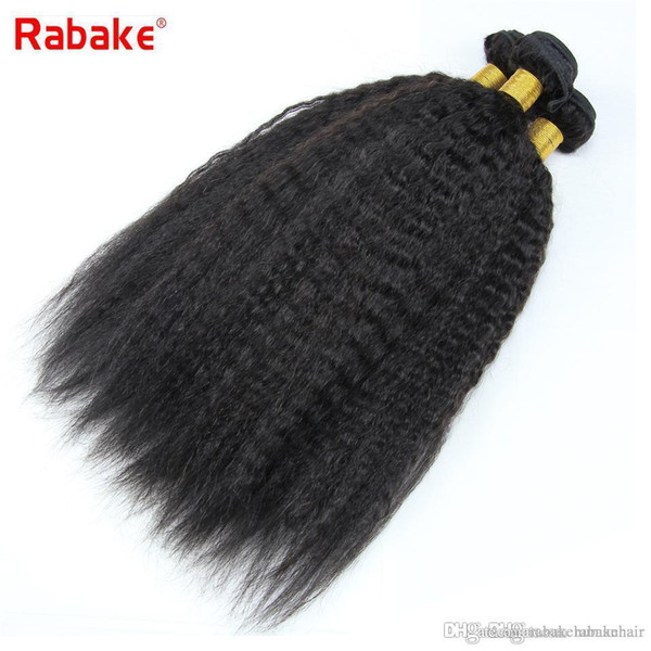 Natural Black Kinky Straight Human Hair Bundles Bulk Rabake Grade Malaysian Virgin Human Hair Extensions Wavy Weave Bundle Fast 