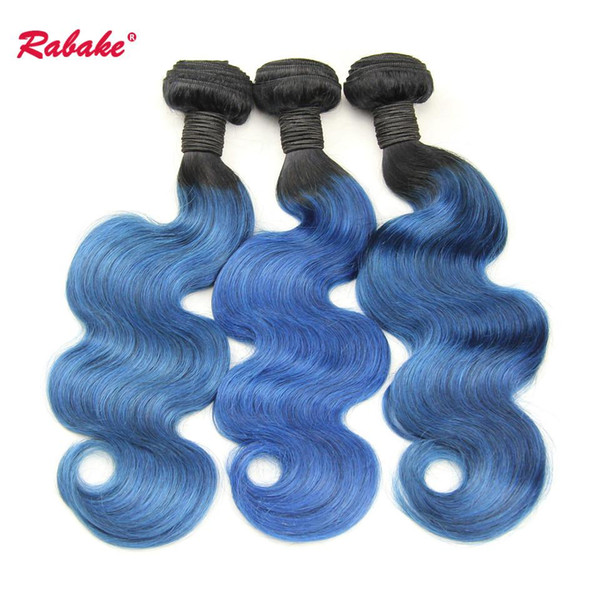 Brazilian Body Wave Human Hair Bundles Ombre T1B Blue Toned Color Body Wave Hair Extensions Peruvian Malaysian Indian Wholesale Cheap Weaves