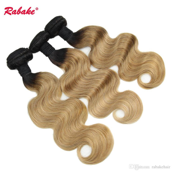 Brazilian Body Wave Human Hair Weave Bundles Ombre T1B 27 Virgin Black and Blonde Color Brazilian Body Wave Human Hair Extensions Free Ship