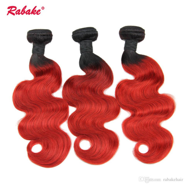 8A Brazilian Ombre Human Hair Weave Bundles Body Wave T1B Red Ombre Brazilian Human Hair Extensions Body Wave Virgin Black and Red Weaves