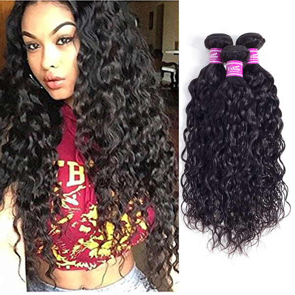 100% Unprocessed Human Hair 8A Mink Brazilian Water Wave Hair Weave Bundles Peruvian Indian Malaysian Hair Extensions 4Bundles 