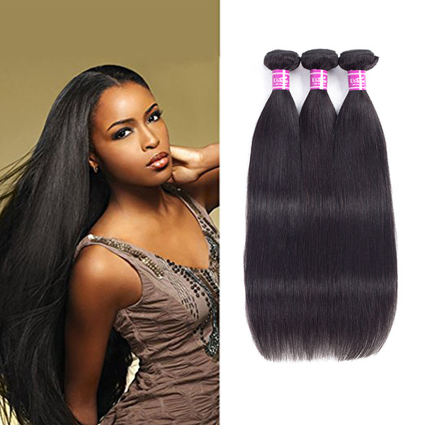 Ushine Brazilian Straight Virgin Human Hair Bundles 100% Unprocessed 8A Grade 3 Bundles/lot Can Be Dyed Natural Color