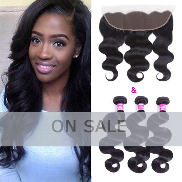 Ushine 13*4 Lace Frontal With Bundles Wet and Wavy Brazilian Virgin Hair Brazilian Peruvian Malaysian Body Wave Human Hair Weave Bundles