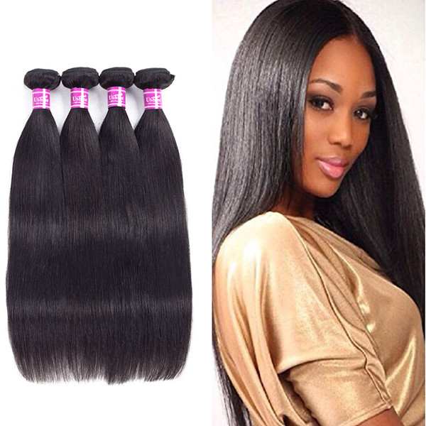 Ushine Peruvian Brazilian Straight Virgin Human Hair Bundles Natural Color 4-5 Bundles 100% Unprocessed Hair Weaves