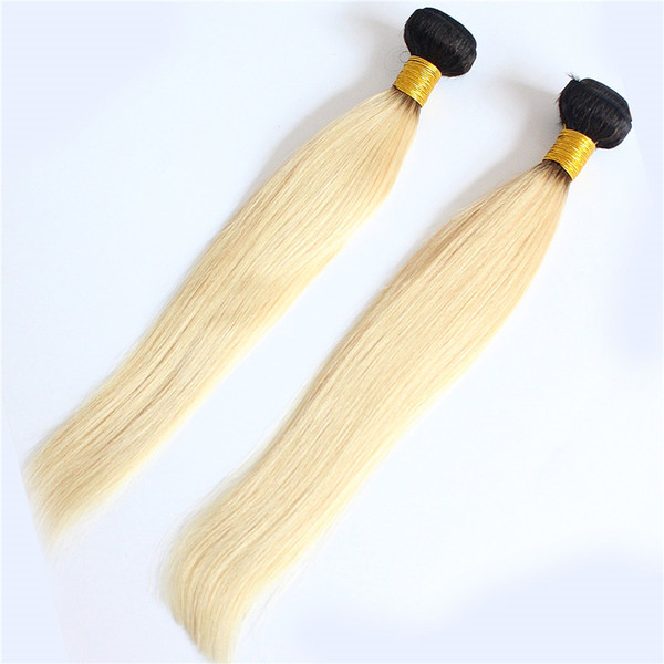 Wholesale Ombre Human Hair 1b 613 Brazilian Human Hair Weave Non Remy Blonde Hair Bundl Straight 2 Piece Only 200g 