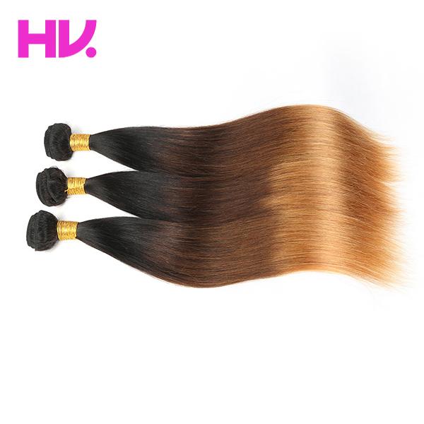 Ombre Color peruvian straight hair weaves 1b/4/30 remy hair extensions no shedding no tangle can be dyed virgin hair