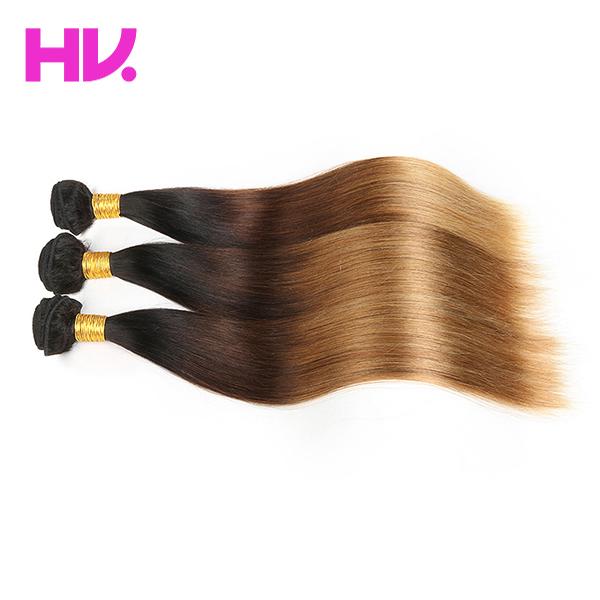 T1B/4/27 ombre straight indian hair weave 3 bundles black brown blonde human hair virgin remy hair extension