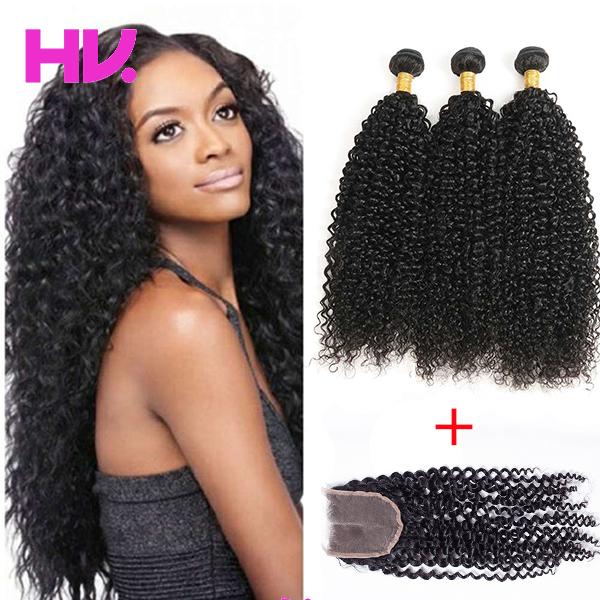 indian Virgin Hair With Closure Extensions 3 Bundles indian jerry curly Hair With 4*4 Lace Closure Unprocessed Remy Human Hair Weave