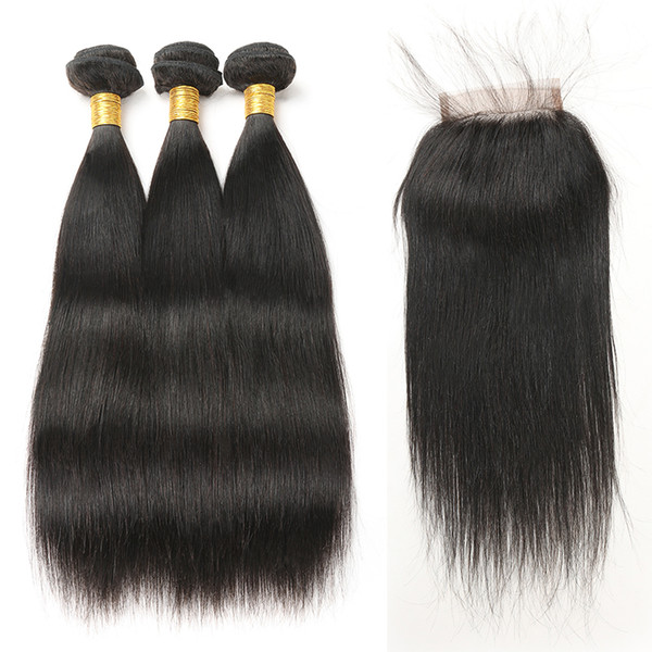 Straight Bundles With Closure malaysian Hair Weave Bundles With Closure Human Hair Bundles With Closure Hair Extension