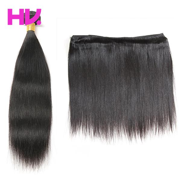 8a indian Straight Hair With Closure 1 piece Unprocessed Virgin Human Hair Bundles human Hair Extensions