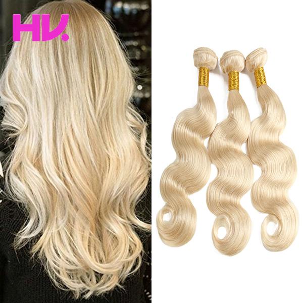 613 Blond body wave peruvian 10a grade Virgin Hair 3 bundles remy hair weave 10-30inch human hair double weft