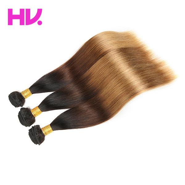 T1B/4/27 ombre straight peruvian hair weave 3 bundles black brown blonde human hair virgin remy hair extension