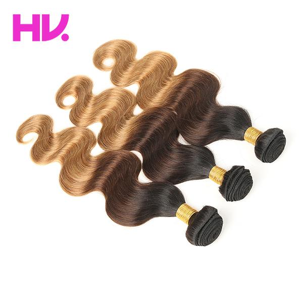 T1B/4/27 ombre body wave indian hair weave 3 bundles black brown blonde human hair virgin remy hair extension