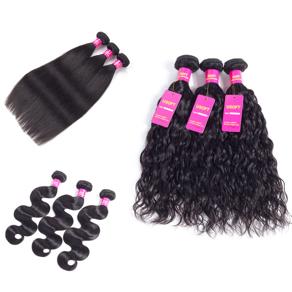 Brazilian Virgin Hair 8A Straight/Body Wave/Water Wave Bundles Human Hair Weave Bundles Human Hair Extensions No Sheddiing