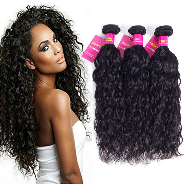 peruvian malaysian brazilian virgin hair 3 bundles brazilian virgin hair water wave wet and wavy human hair bundles No shedding No tangle