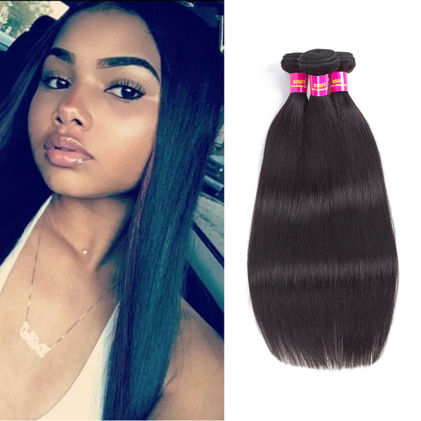 100% Unprocessed Brazilian Virgin Human Hair Weave 7A Grade Straight Hair Extensions 4 Bundles Deals Natural Black ( 18 20 22 24)