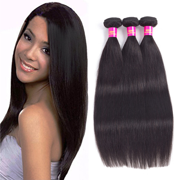 Peruvian Virgin Hair straight Bundles 4Pcs/lot 95-100g/pcs 8A Unprocessed Human Hair Weaves Brazilian Hair Wefts Natural Black Wholesale