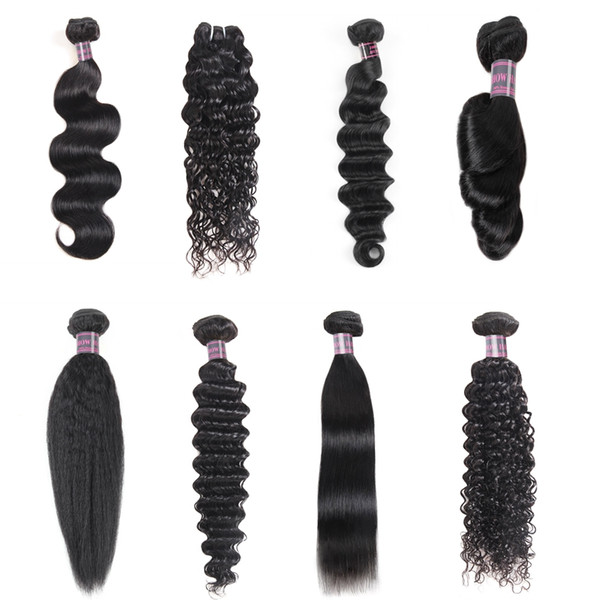 Cheap 3 Bundles 8-28 inch Deep Loose Brazilian Human Hair Loose Wave Yaki Straight Deep Curly Body Water Wave Straight Color 1B Black