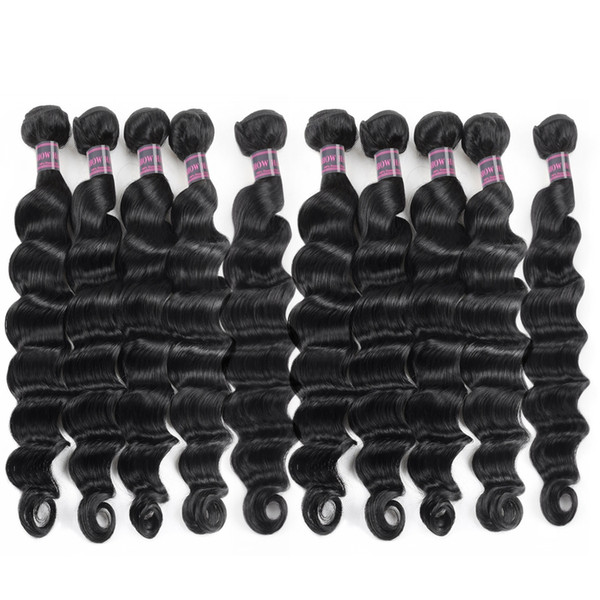 Deep Curly Water Wave Peruvian Human Hair Bundles Straight Body Wave Peruvian Hair Deep Loose Wave 10 Bundles Deal