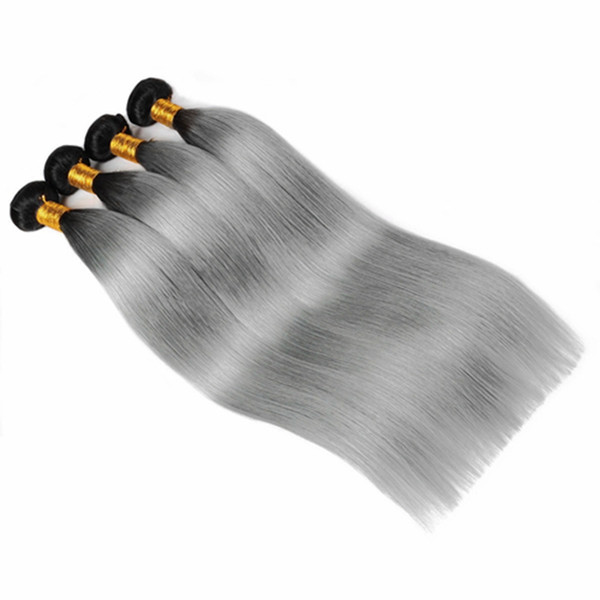 Ishow Hair New Arrival Brazilian Hair Bundles T1B/Grey Ombre Color Straight Remy Hair Extensions