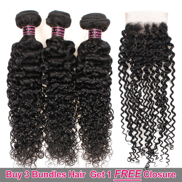 Ishow Hair Big Sales Promotion Buy 3 Bundles Get A Free Closure Brazilian Kinky Curly Unprocessed Peruvian Human Hair Free Part