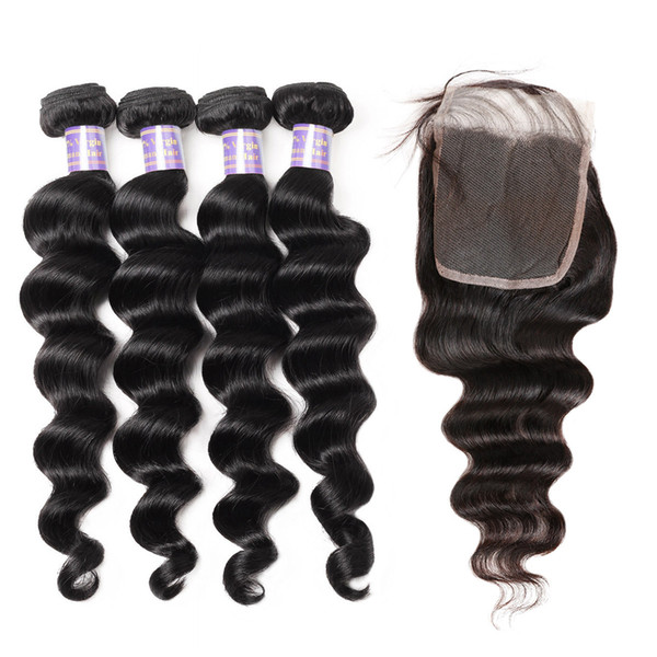 Ishow New Arrival Brazilian Loose Deep Wave Bundles 4pcs with Closure With Baby Hair Wholesale Cheap Brazilian Hair Weave Peruvian