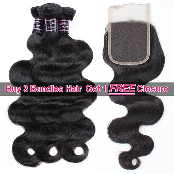 Ishow Hair Big Spring Sales Promotion Buy 3 Bundles Mink Brazillian Body Wave Unprocessed Peruvian Human Hair Get One Free Closure Free Part