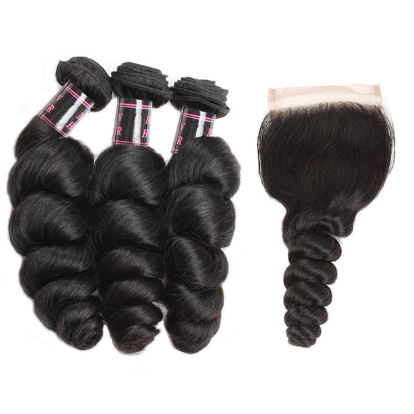 Cheap Brazilian Loose & Waterwave Human Hair Bundles With Closure Peruvian Human Hair With Closure Unprocessed Virgin Hair Weaves Wholesale