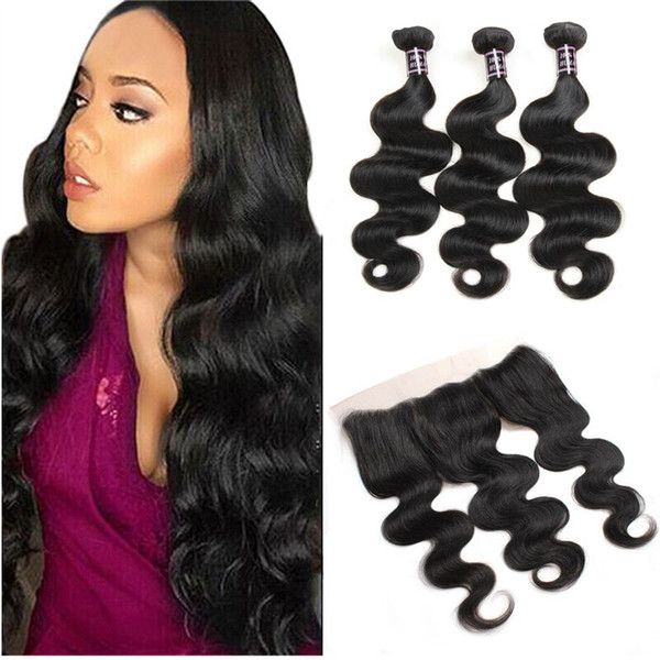 Hot Sell Brazilian Virgin Hair Straight With 3Pcs Ear to Ear Lace Frontal Closure BodyWave Virgin Hair 13x4 Frontal With Bundles Deals