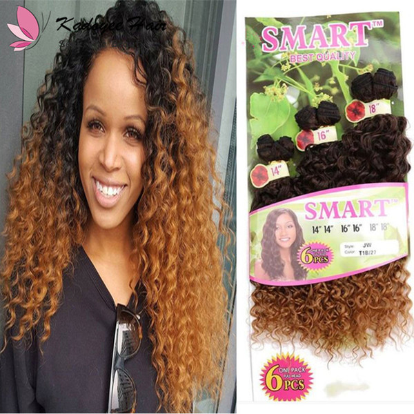 Curly Human Hair Extensions 6pcs/lot 14-18inch One pack full head Omber color hair weave wholesale hair bundles free shipping no shedding